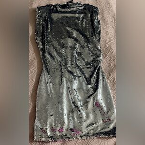 H&M Silver Sequin Strapless Party Dress